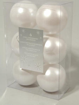 6 kerstballen winterwit 80 mm