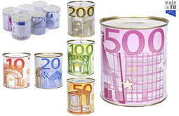 6 Metalen spaarpot eurobiljet print XL.