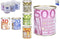 6 Metalen spaarpot eurobiljet print XL.