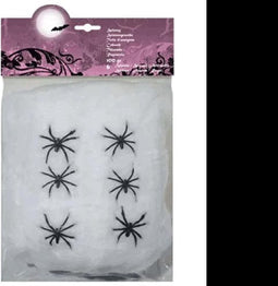 6 spinrag wit 100 gr. met 6 spinnen 74416