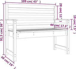 vidaXL - Tuinbank - 109x48x91,5 - cm - massief - grenenhout - zwart