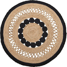 Tapijt 120 x 120 x 1 cm Natuurlijk Zwart Jute