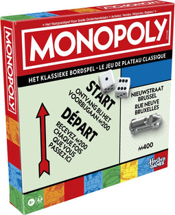 Monopoly Classic - Bordspel vernieuwde editie - Bewaarbakje en grotere pionnen - BE editie