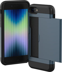 imoshion Hoesje Geschikt voor iPhone SE (2022) / SE (2020) / 8 / 7 Hoesje - Ruimte voor 2 pasjes - imoshion Backcover met pasjeshouder - Donkerblauw
