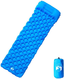 vidaXL - Kampeermatras - met - kussen - opblaasbaar - 1-persoons - blauw