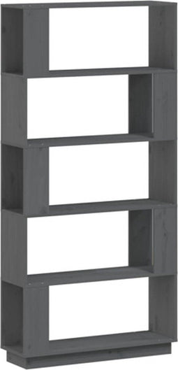 vidaXL - Boekenkast/kamerscherm - 80x25x163,5 - cm - massief - grenenhout - grijs