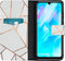iMoshion Hoesje Geschikt voor Huawei P30 Lite Hoesje Met Pasjeshouder - iMoshion Design Softcase Bookcase - Wit / Meerkleurig / Goud / White Graphic