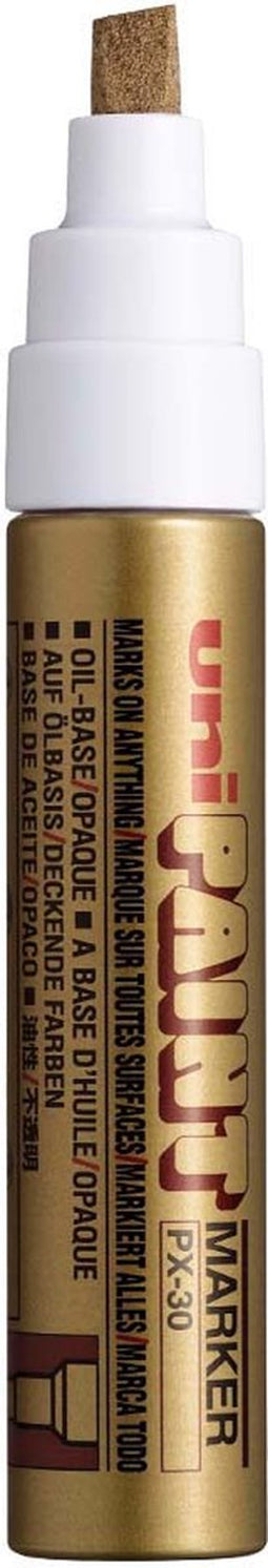 UNI Paint PX-30 Gouden Paint Marker - 4 - 8,5 mm Beitelpunt - Verfstift Op Oliebasis, Geschikt Voor Vele Ondergronden Zoals; Glas, Papier, Ceramiek, Plastic of Metaal