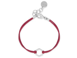 Scmyk BG-267 - Koordarmband - Verstelbaar van 16 tot 18 cm - Donkerroze met zilverkleurige bedel