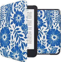 imoshion E-reader Hoesje - Geschikt voor Kobo Clara 2E, Tolino Shine 4 - Design Sleepcover Bookcase - Flower Tile