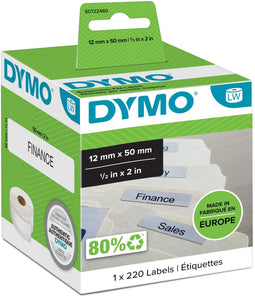 Dymo LW - Labels voor hangmappen - 12 x 50 mm - Wit (220 stuks)