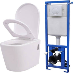 vidaXL - Hangend - toilet - met - verborgen - stortbak - keramiek - wit