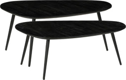 Mica Decorations Jailey - Bijzettafel - Set van 2 - Gerecycled Hout - Zwart (2 stuks)