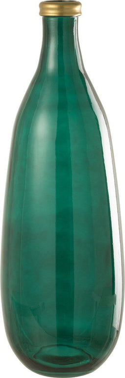 J-Line Vaas Goud Boord Glas Groen Large - Bloemenvaas 75.00 cm hoog