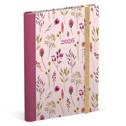 Lannoo Agenda (2026) - Agenda wire-o - 120x160mm - Flowers Bouquet - Roze