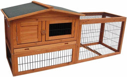 Flamingo Konijnenhok Sunshine Classic - Konijnenhok met ren - Groot nachthok en uitloopren - 150x53x69 cm - Bruin