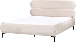LESSAY - Tweepersoonsbed - Lichtbeige - 160 x 200 cm - Fluweel