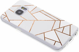 Hoesje Geschikt voor Samsung Galaxy S7 Hoesje Siliconen - Design Backcover siliconen - Wit / Meerkleurig / White Graphic
