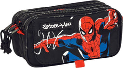Pennenetui met 3 vakken Spiderman Hero Zwart (21,5 x 10 x 8 cm)