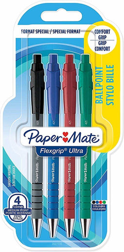 Paper Mate Flexgrip Balpen, Diverse Kleuren, 4 Pack