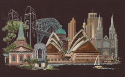 Thea Gouverneur - Borduurpakket met telpatroon - 480.05 - Voorgesorteerde DMC Garens - Sydney - Zwart Aida - 79 cm x 50 cm - DIY Kit