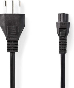 Nedis Stroomkabel - Italië Male - IEC-320-C5 - Recht - Recht - Vernikkeld - 2.00 m - Rond - PVC - Zwart - Envelop