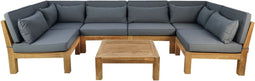 Tuin loungeset Aruba 7-delig + hoek (incl. kussens) - Donkergrijs - Teak