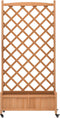 vidaXL - Plantenbak - met - latwerk - en - wielen - massief - vurenhout - bruin