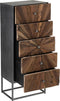 J-Line kast Shanil 5 laden - hout/ijzer - naturel/grijs