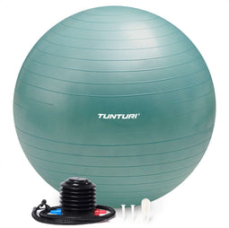 Tunturi Anti Burst Fitnessbal - Yoga bal 55 cm - 220 kg belastbaar - Incl Pomp - Petrol