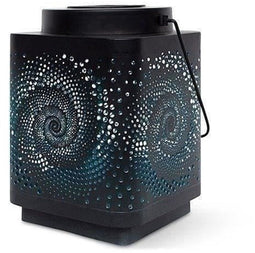 Lantaarn op zonne-energie - GARDEN ID Attract - Blauw 11 x 11 h15 cm - 6 tot 8 uur autonomie - Mobiel - Aan/uit knop.