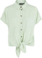Pieces PCVINSTY - SS TIE SHIRT - Dames Blouse - Lichtgroen - Maat L