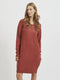 Vila VIRIL L/S KNIT DRESS NOOS - Dames Jurk - Regular fit Lange mouwen - Burnt Henna - Maat XS