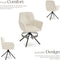 tectake® Draaifauteuil Lenia - Draaibare Eetkamerstoel - Fluweellook Crème/Zwart (2 stuks)