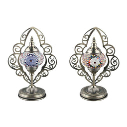 Bureaulamp DKD Home Decor Kristal Mozaïek Metaal Multicolour Arabisch (20 x 15 x 42 cm) (2 Stuks)