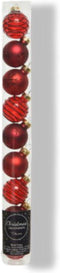 9 Glazen kerstballen 3 cm mix kerstrood ossenbloed