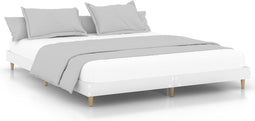 vidaXL - Bedframe - bewerkt - hout - wit - 150x200 - cm