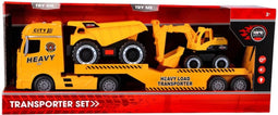 Rapid Wheels Autotransporter + 2 Bouwvoertuigen + Licht En Geluid