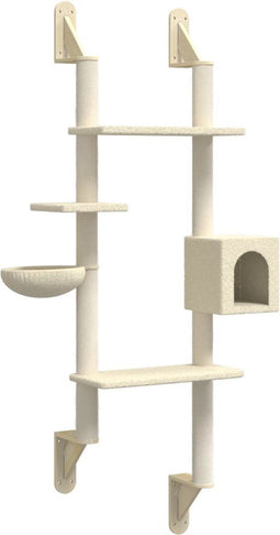 vidaXL - Kattenmeubel - wandgemonteerd - met - krabpaal - 180 - cm - crèmekleurig