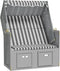 vidaXL - Strandstoel - met - luifel - poly - rattan - en - massief - hout - grijs - en - wit