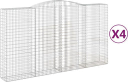 vidaXL - Schanskorven - 4 - st - gewelfd - 400x50x220/240 - cm - ijzer