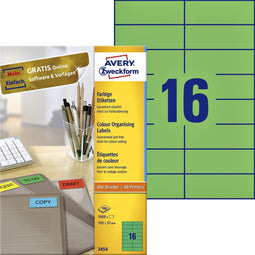 Huismerk Avery 3454 - Gekleurde Etiket 105x37mm - Zelfklevend - Groen (1600 stuks)