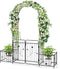 GOPLUS Rozenboog Metalen Poortboog met Deuren en Plantenbakken Klimhulp voor Klimplanten 202 x 50 x