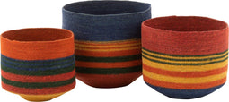 J-Line mand Rond Met Kleine Voet + Strepen - zeegras - 3 stuks