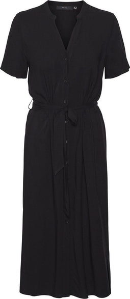 Vero Moda VMVICA S/S Shirt Dress GA Noos - Dames Jurk - Korte mouwen V-hals met ceintuur