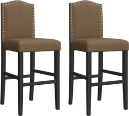 vidaXL - Barstoelen - 2 - st - massief - rubberhout - en - stof