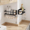 Woltu Wandrek Kruidenrek Set 2 - Houten Planken 4 Haken - Zwart Metaal - 30 cm Breed