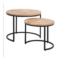Multifurn Mink bijzettafels - set van 2 - mangohout met metalen onderstel (2 stuks)