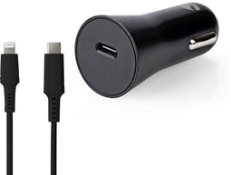 Nedis CCPDL20W111BK - Auto-oplader - 20W USB-C snelle oplader met Lightning-kabel - Zwart