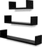 vidaXL - 3 - st - Wandschappen - U-vormig - MDF - zwart